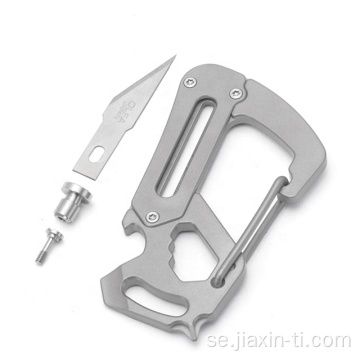 EDC Outdoor Survival Titanium Carabiner med kniv